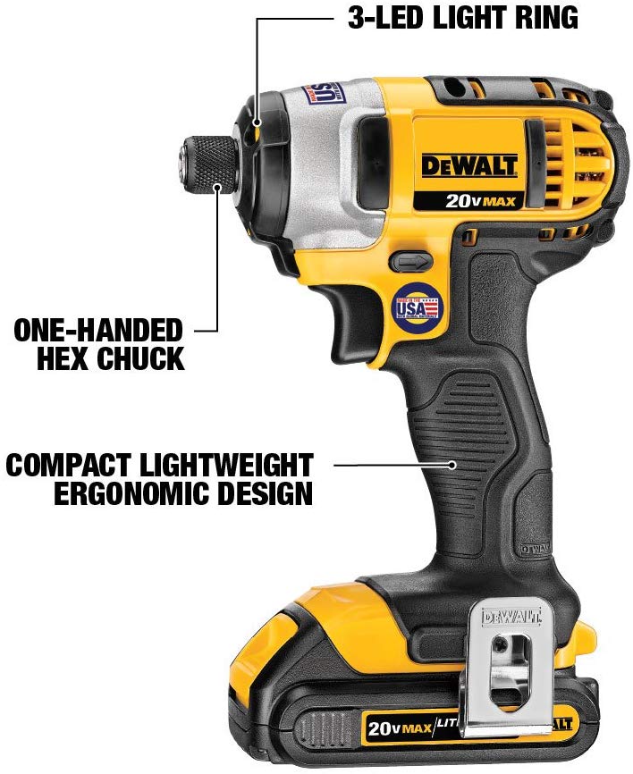 DEWALT DCF885C 20V MAX Impact Driver Kit, 1/4-Inch