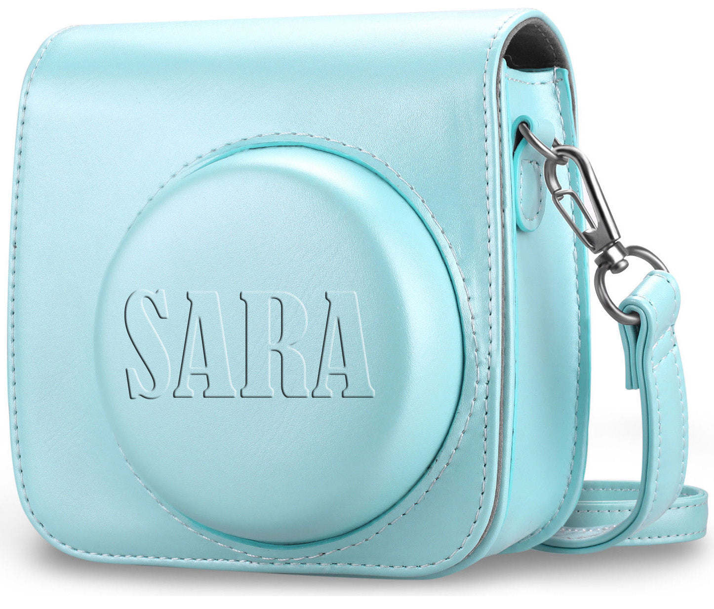 Fujifilm Instax Mini 12 Instant Film Camera - Pastel Blue - with Matching Personalized Case and 20 Sheets of Film Design Bundle
