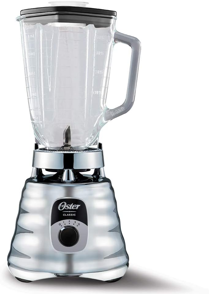 Oster 3 Speed Chrome Blender, 1000W 5 Cup Glass Jar
