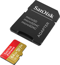 Load image into Gallery viewer, SanDisk 64GB Extreme UHS-I microSDXC Memory Card with SD Adapter