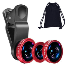 Load image into Gallery viewer, Universal 4-Piece Cellphone Lens Kit for iPhones, Android, Blackberry HTC and Most Smartphones (Red)