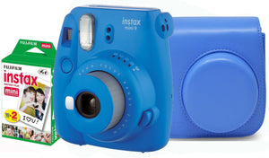 Fujifilm instax mini 9 Instant Film Camera (Cobalt) with Case & 20 Shots of Film