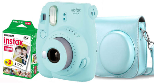 Fujifilm instax mini 9 Instant Film Camera (Ice Blue) with Case & 20 Shots of Film