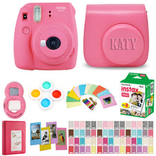 Load image into Gallery viewer, Fujifilm Instax Mini 9 Instant Film Camera - Flamingo Pink with Matching Personalized Case and 20 Sheets of Film Design Bundle