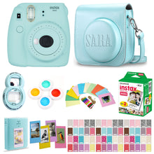 Load image into Gallery viewer, Fujifilm Instax Mini 9 Instant Film Camera - Ice Blue - with Matching Personalized Case and 20 Sheets of Film Design Bundle