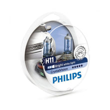 Load image into Gallery viewer, Philips H11 CrystalVision Ultra Upgrade Bright White Headlight Bulb, 2 Pack